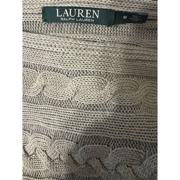 Lauren Ralph Lauren Gray Cable Knit Sweater  Dress Y2K Designer Sz Med - Picture 6 of 6